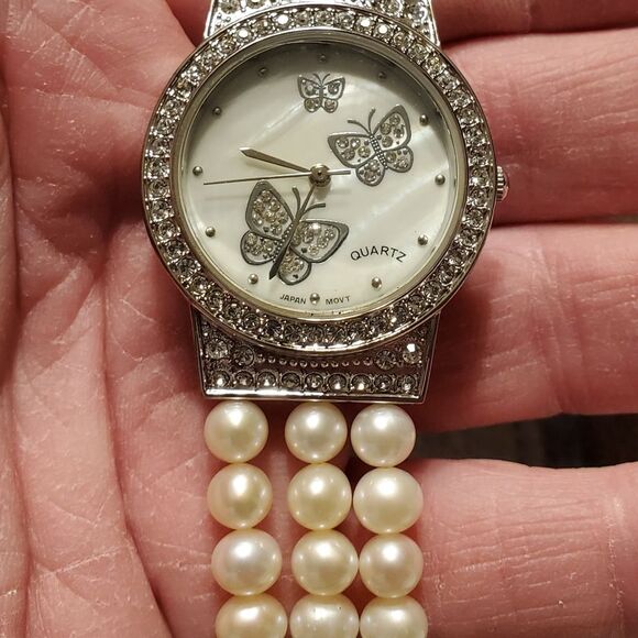 Limited Edition! Ross Simons Butterfly and Pearl Wristwatch Papilon - Picture 7 of 16